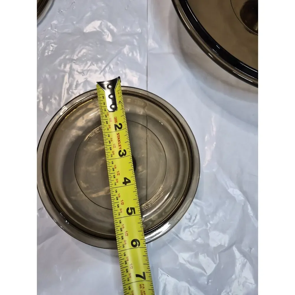 Pyrex Brown Amber Glass Lids Lot Of 4 See Photos For Measurements And Numbers
